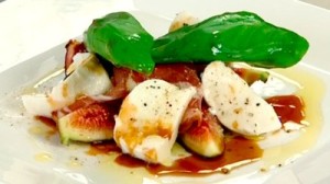 fig, bocconcini and basil salad